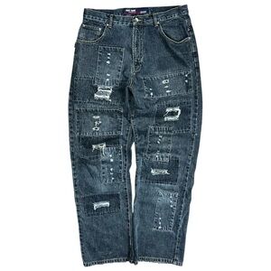 Vintage Y2K Phat Farm Faded & Distressed Patchwork Jeans - 34”